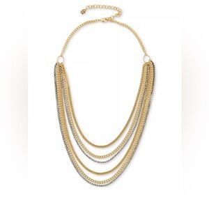 Lucky Brand Two-Toned Multi-Row Chain Necklace. New in Box